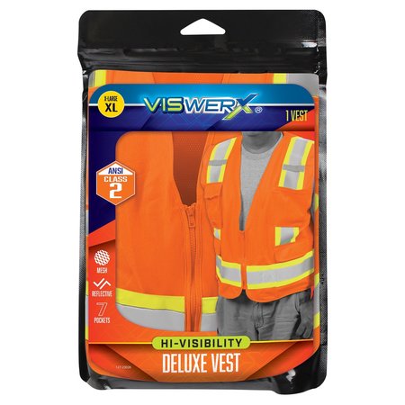 VISWERX Hi-Vis Deluxe Vest - ANSI CL2 Orange XL 127-23026